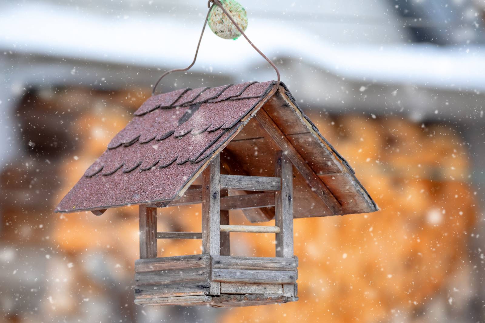 Wooden Bird Feeder in snowy day Wooden Bird Feeder in snowy day